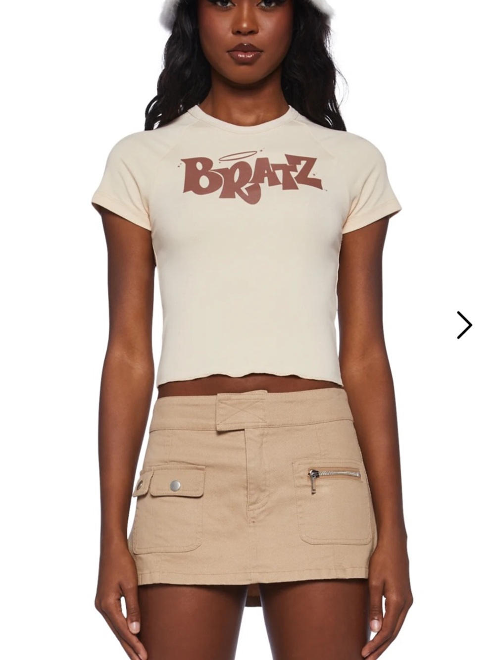 NEW WITH TAGS Bratz Logo Crop Tee in Cream